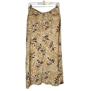 Vtg Liz Claiborne Linen Printed Maxi Skirt Pockets Granola Girl Beachy Spring 8